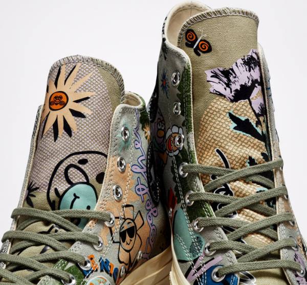 Boty Vysoké Converse Chuck 70 Floral Olivy Zelené Viacfarebný | CV-839FPT