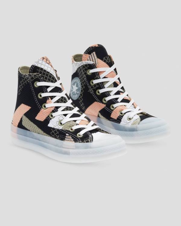 Boty Vysoké Converse Chuck 70 Knit Print Černé Oranžové | CV-264MRY