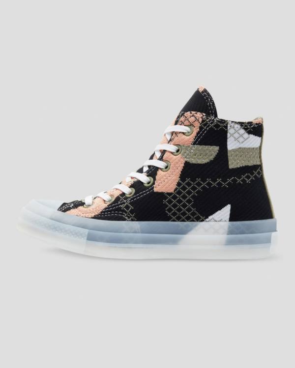 Boty Vysoké Converse Chuck 70 Knit Print Černé Oranžové | CV-264MRY