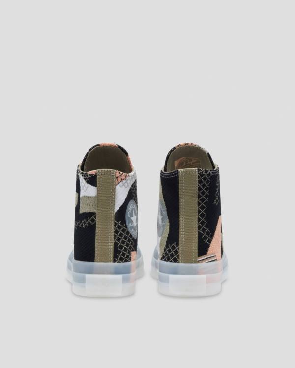 Boty Vysoké Converse Chuck 70 Knit Print Černé Oranžové | CV-264MRY