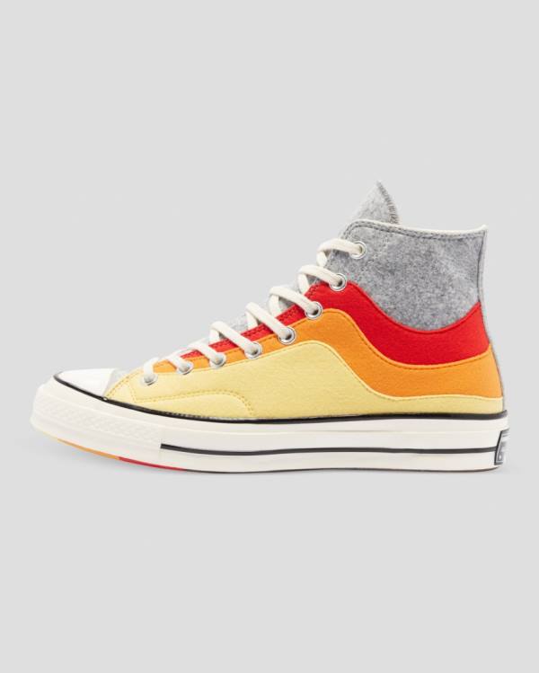 Boty Vysoké Converse Chuck 70 Nor'Easter Felted Layered Šedé Červené Žluté | CV-615TUY
