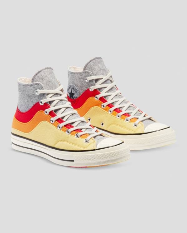 Boty Vysoké Converse Chuck 70 Nor'Easter Felted Layered Šedé Červené Žluté | CV-941OGZ