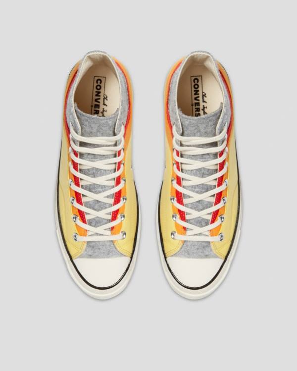 Boty Vysoké Converse Chuck 70 Nor'Easter Felted Layered Šedé Červené Žluté | CV-941OGZ