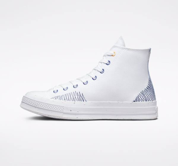 Boty Vysoké Converse Chuck 70 Stitched Bílé Indigo | CV-345VFM
