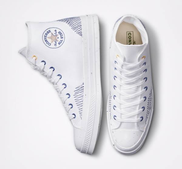 Boty Vysoké Converse Chuck 70 Stitched Bílé Indigo | CV-345VFM
