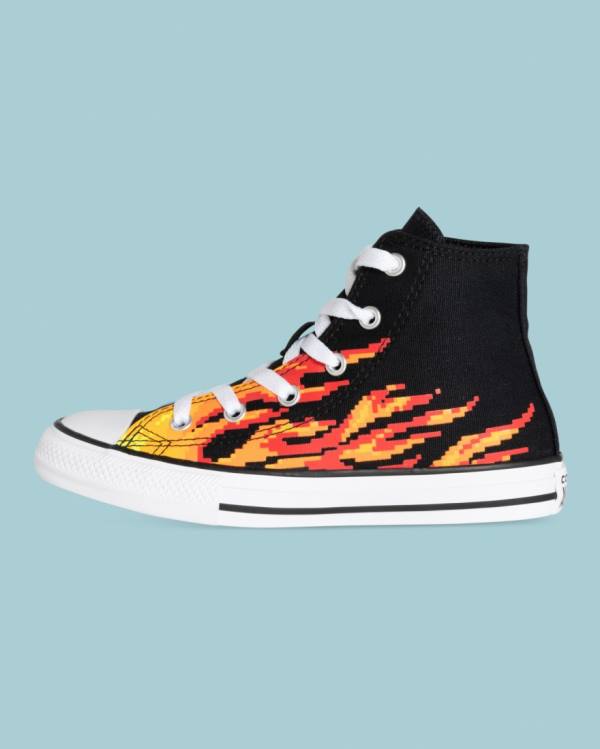 Boty Vysoké Converse Chuck Taylor All Star Flame Print Černé | CV-041AOY