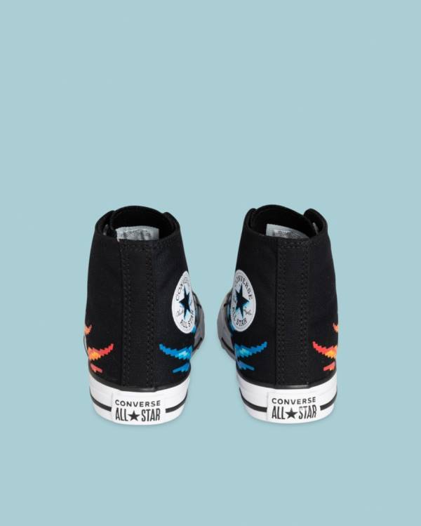 Boty Vysoké Converse Chuck Taylor All Star Flame Print Černé | CV-041AOY