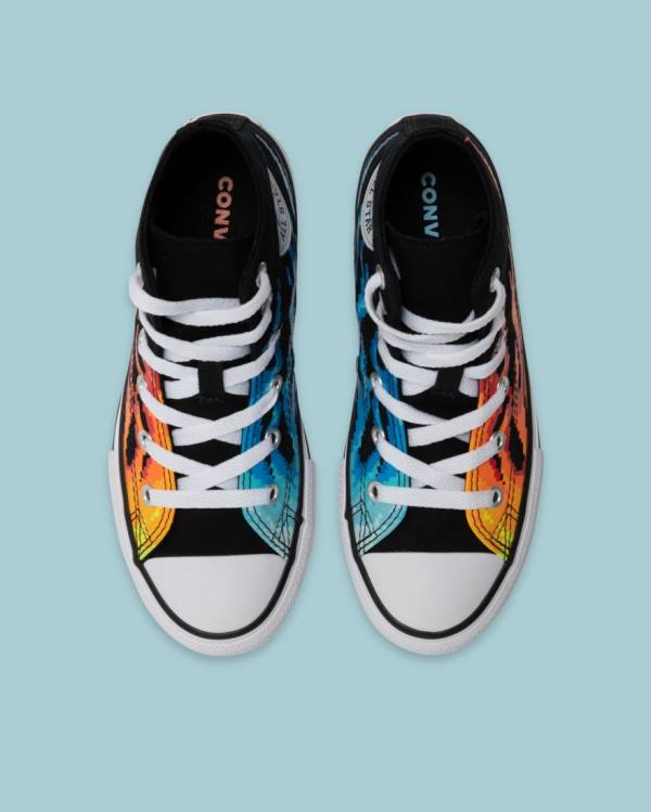 Boty Vysoké Converse Chuck Taylor All Star Flame Print Černé | CV-041AOY