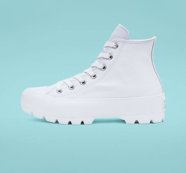 Boty Vysoké Converse Chuck Taylor All Star Lugged Læder Bílé Černé Bílé | CV-072ZJL
