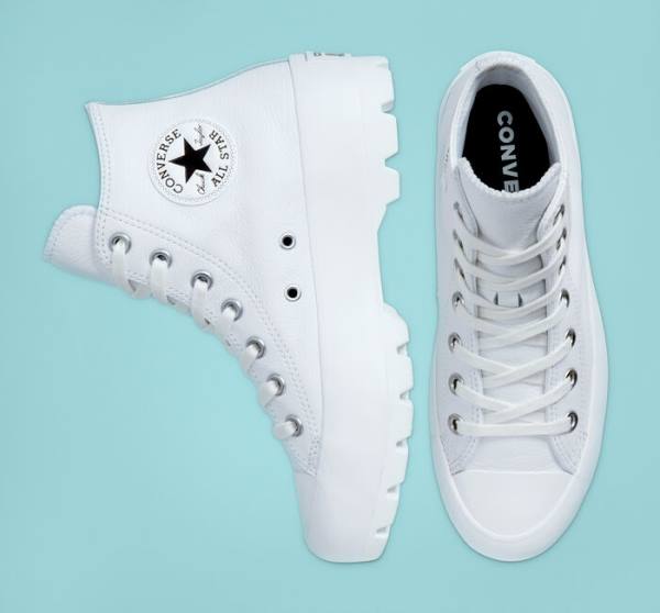 Boty Vysoké Converse Chuck Taylor All Star Lugged Læder Bílé Černé Bílé | CV-072ZJL