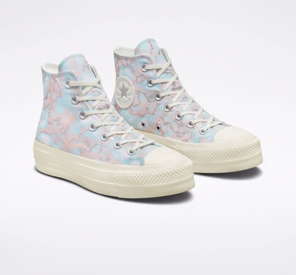 Boty Vysoké Converse Chuck Taylor All Star Lift Platformyě Marble Stříbrné | CV-073IML