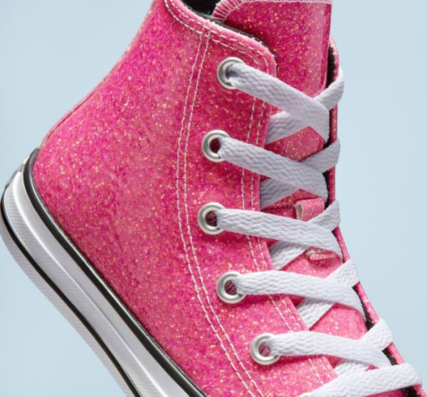 Boty Vysoké Converse Chuck Taylor All Star Zimní Glitter Růžové Černé Bílé | CV-083HXQ