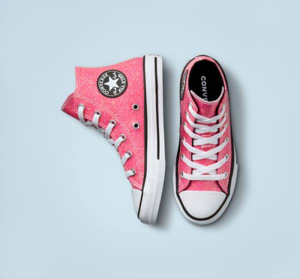 Boty Vysoké Converse Chuck Taylor All Star Zimní Glitter Růžové Černé Bílé | CV-083HXQ