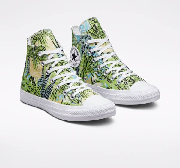 Boty Vysoké Converse Chuck Taylor All Star Tropical Florals Světle Zelene Bílé | CV-089LWM