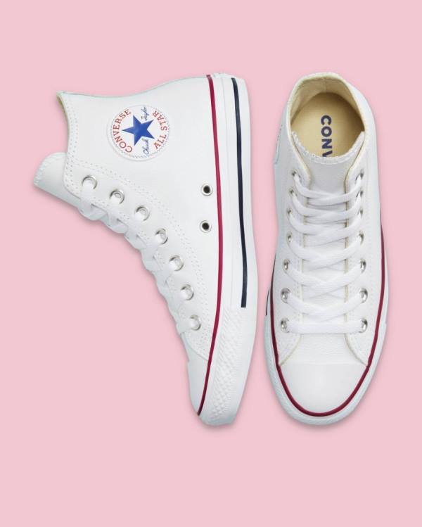 Boty Vysoké Converse Chuck Taylor All Star Læder Bílé | CV-126FIT