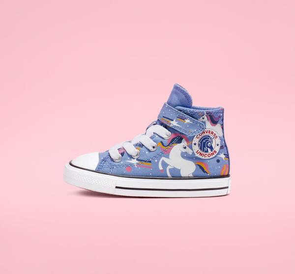 Boty Vysoké Converse Chuck Taylor All Star Unicons Hook and Loop Světle Blankyt Černé Bílé | CV-126LJZ