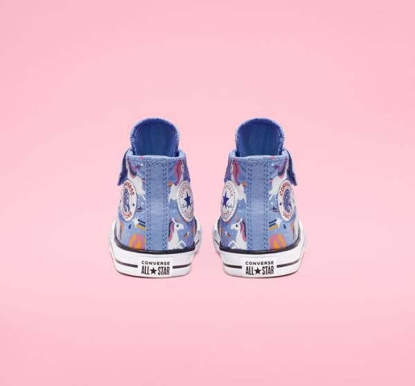 Boty Vysoké Converse Chuck Taylor All Star Unicons Hook and Loop Světle Blankyt Černé Bílé | CV-126LJZ