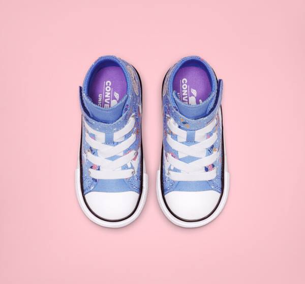 Boty Vysoké Converse Chuck Taylor All Star Unicons Hook and Loop Světle Blankyt Černé Bílé | CV-126LJZ