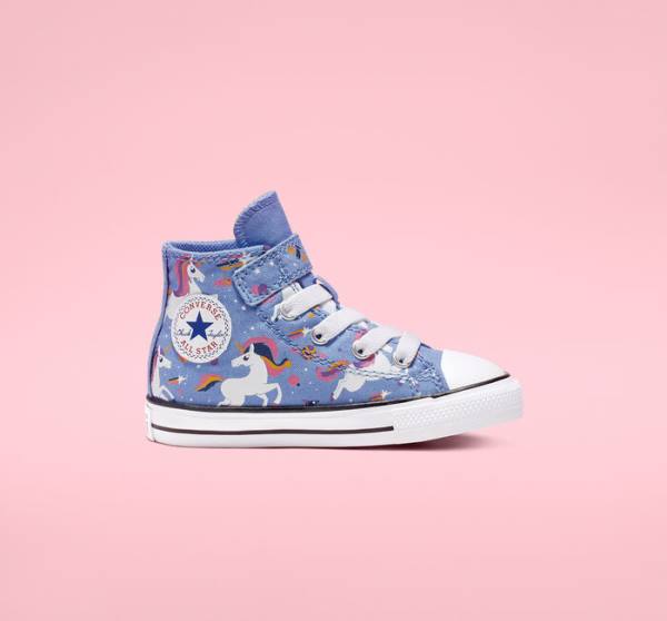 Boty Vysoké Converse Chuck Taylor All Star Unicons Hook and Loop Světle Blankyt Černé Bílé | CV-126LJZ