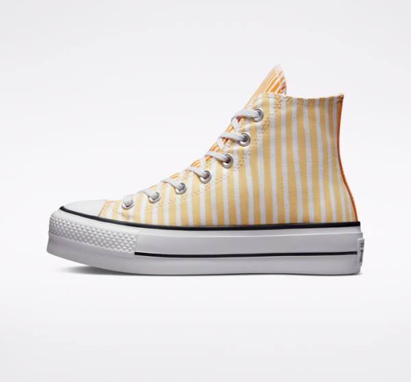 Boty Vysoké Converse Chuck Taylor All Star Lift Platformyě Stripes Bílé Mango Tmavě Žluté | CV-132JAZ