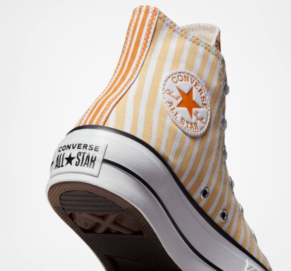 Boty Vysoké Converse Chuck Taylor All Star Lift Platformyě Stripes Bílé Mango Tmavě Žluté | CV-132JAZ
