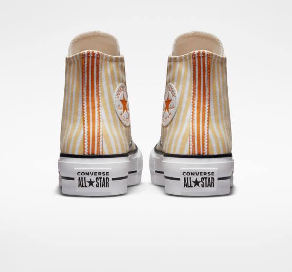 Boty Vysoké Converse Chuck Taylor All Star Lift Platformyě Stripes Bílé Mango Tmavě Žluté | CV-132JAZ
