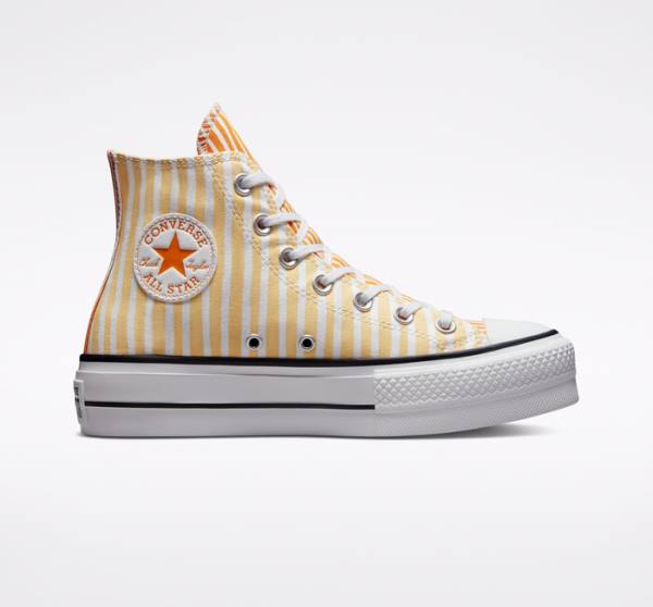 Boty Vysoké Converse Chuck Taylor All Star Lift Platformyě Stripes Bílé Mango Tmavě Žluté | CV-132JAZ