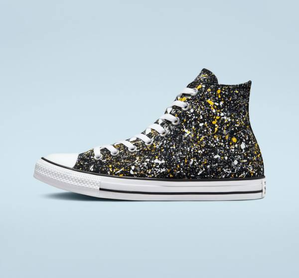Boty Vysoké Converse Chuck Taylor All Star Archive Paint Splatter Černé Bílé | CV-187GUB