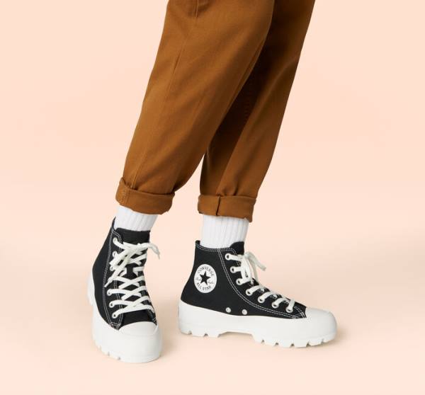 Boty Vysoké Converse Chuck Taylor All Star Lugged Černé Bílé | CV-217ZFG