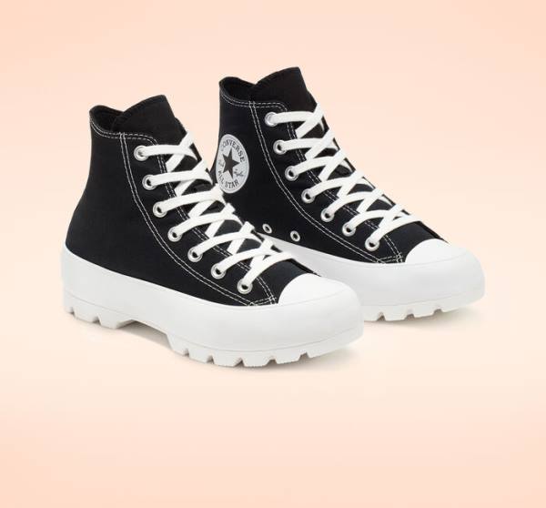 Boty Vysoké Converse Chuck Taylor All Star Lugged Černé Bílé | CV-217ZFG