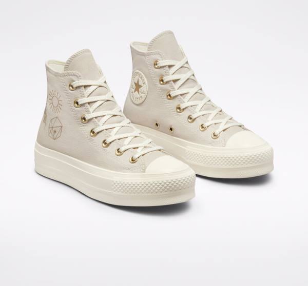 Boty Vysoké Converse Chuck Taylor All Star Lift Platformyě Golden Elements Hnědé Světle Zlaté | CV-241ARE