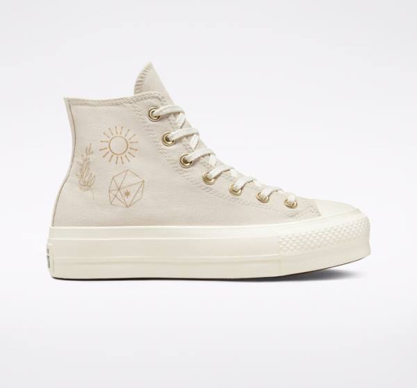 Boty Vysoké Converse Chuck Taylor All Star Lift Platformyě Golden Elements Hnědé Světle Zlaté | CV-241ARE