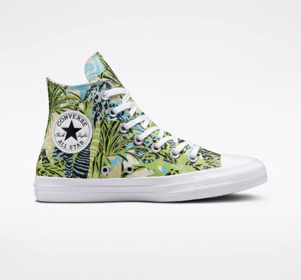 Boty Vysoké Converse Chuck Taylor All Star Tropical Florals Světle Zelene Bílé | CV-273MAN