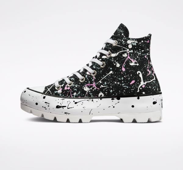 Boty Vysoké Converse Chuck Taylor All Star Lugged Paint Splatter Černé Šedé Růžové | CV-310DKY
