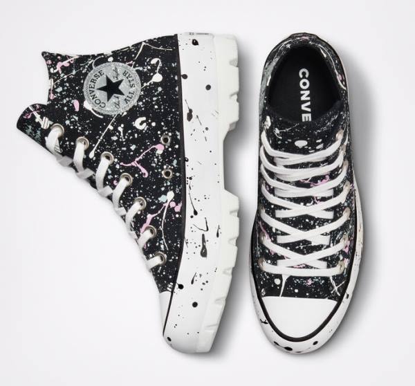 Boty Vysoké Converse Chuck Taylor All Star Lugged Paint Splatter Černé Šedé Růžové | CV-310DKY