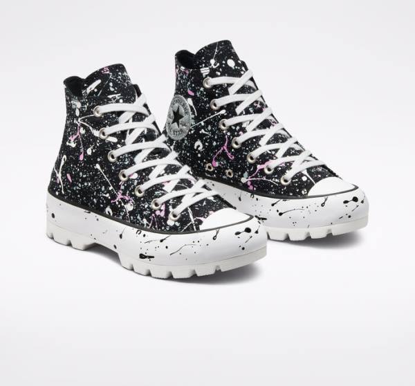 Boty Vysoké Converse Chuck Taylor All Star Lugged Paint Splatter Černé Šedé Růžové | CV-310DKY