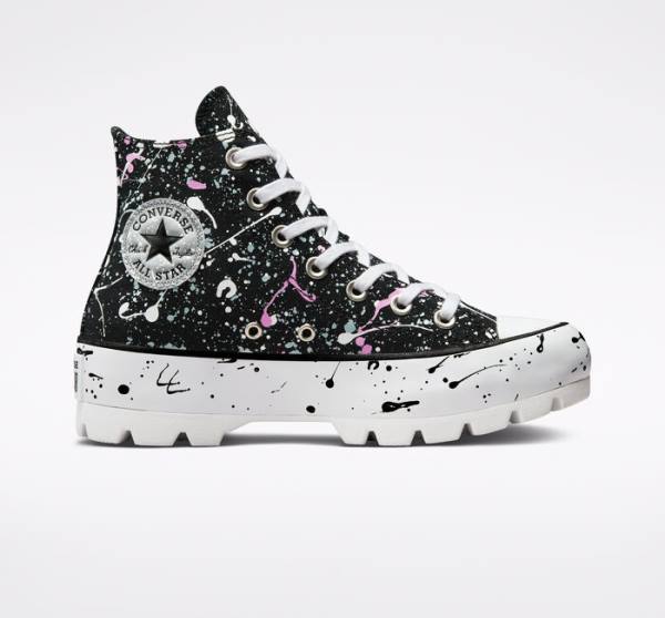 Boty Vysoké Converse Chuck Taylor All Star Lugged Paint Splatter Černé Šedé Růžové | CV-310DKY