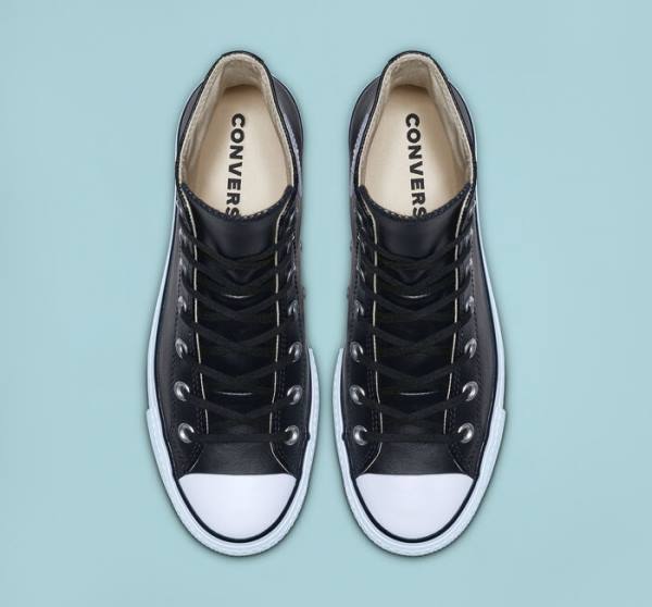 Boty Vysoké Converse Chuck Taylor All Star Platformyě Clean Læder Černé Bílé | CV-347MUN