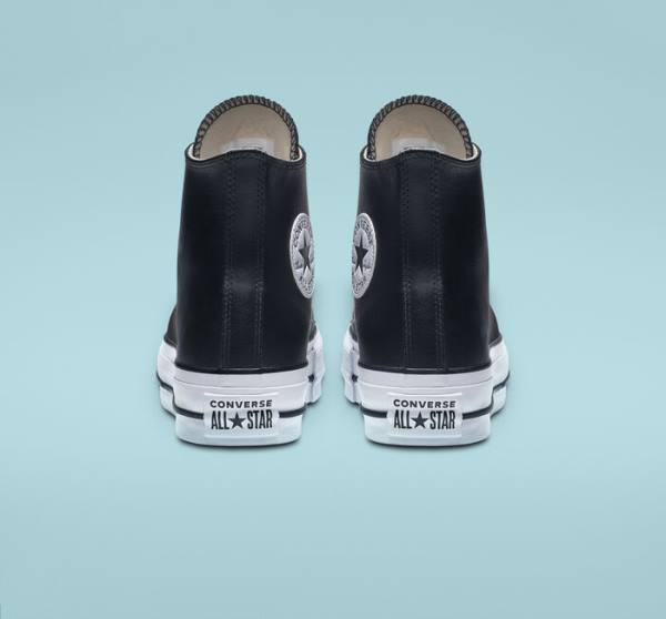 Boty Vysoké Converse Chuck Taylor All Star Platformyě Clean Læder Černé Bílé | CV-347MUN