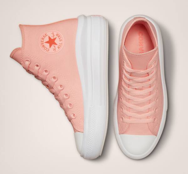 Boty Vysoké Converse Chuck Taylor All Star Move Platformyě Platene Růžové Bílé Růžové | CV-419UNE