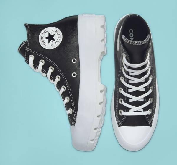 Boty Vysoké Converse Chuck Taylor All Star Lugged Læder Černé Bílé | CV-517CJN