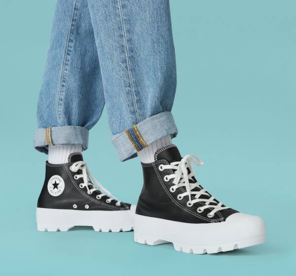 Boty Vysoké Converse Chuck Taylor All Star Lugged Læder Černé Bílé | CV-517CJN