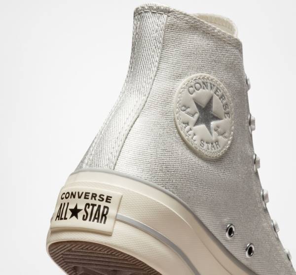 Boty Vysoké Converse Chuck Taylor All Star Lift Platformyě Metallic Twill Stříbrné Stříbrné | CV-752AHK
