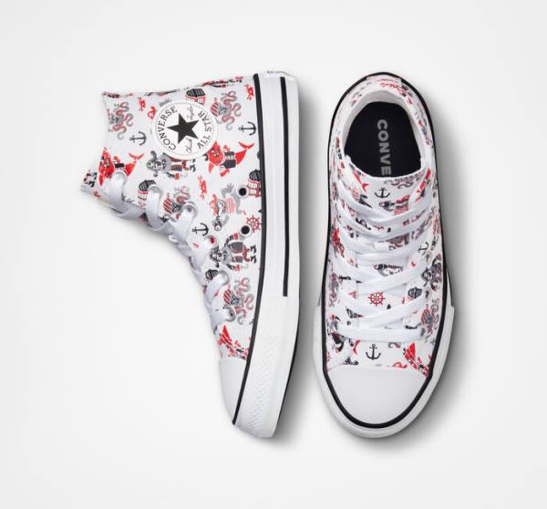 Boty Vysoké Converse Chuck Taylor All Star Pirates Bílé Červené Černé | CV-829COP