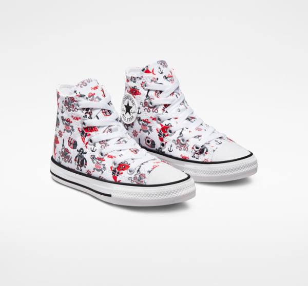 Boty Vysoké Converse Chuck Taylor All Star Pirates Bílé Červené Černé | CV-829COP