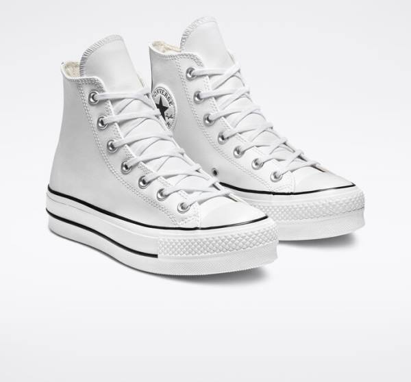 Boty Vysoké Converse Chuck Taylor All Star Lift Platformyě Læder Bílé Černé Bílé | CV-835DZS