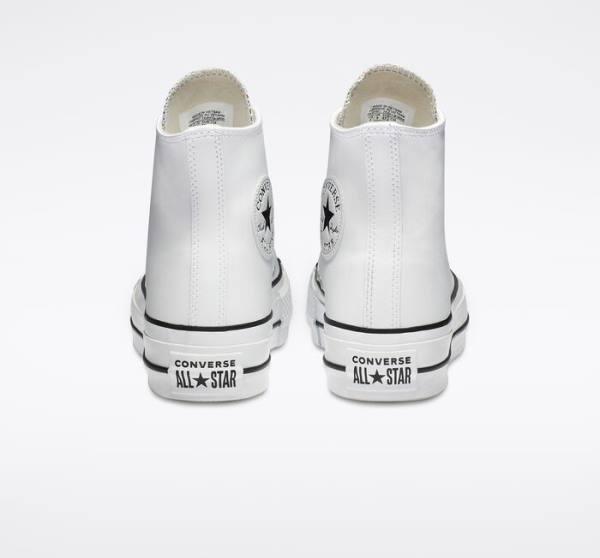 Boty Vysoké Converse Chuck Taylor All Star Lift Platformyě Læder Bílé Černé Bílé | CV-835DZS