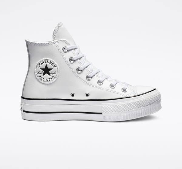 Boty Vysoké Converse Chuck Taylor All Star Lift Platformyě Læder Bílé Černé Bílé | CV-835DZS
