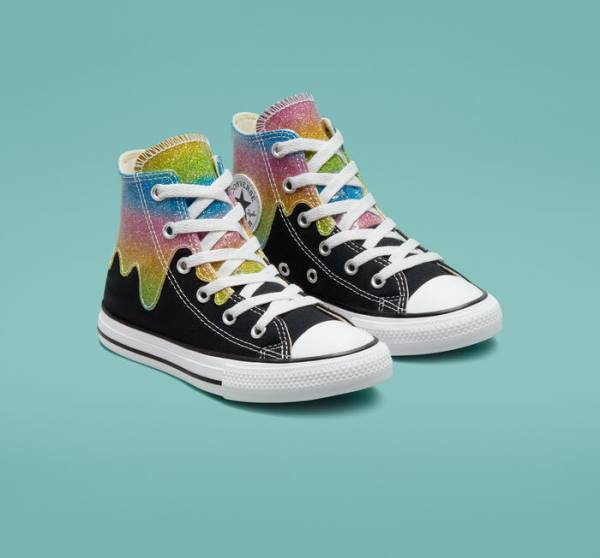 Boty Vysoké Converse Chuck Taylor All Star Glitter Drip Černé Béžový Bílé Růžové | CV-860IOL