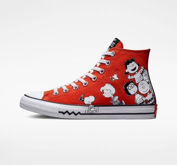 Boty Vysoké Converse Peanuts Chuck Taylor All Star Červené Černé Bílé | CV-678BFQ